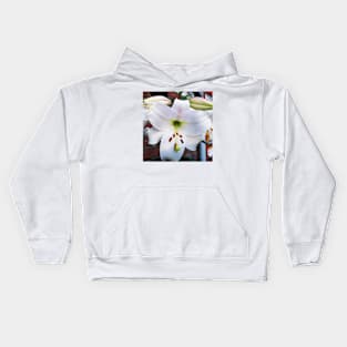 White big lily Kids Hoodie